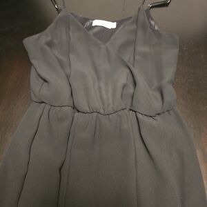 Lush Black Spaghetti-Strap V-Neck Dress